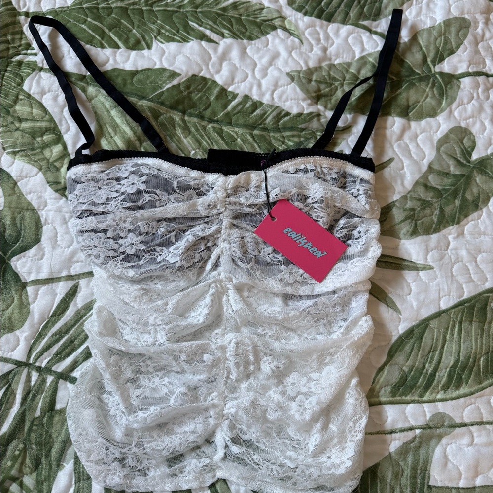 Edikted Black and White Lace Top